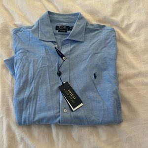 NWT! Blue knit Polo Ralph Lauren men’s button down- Knot Oxford style